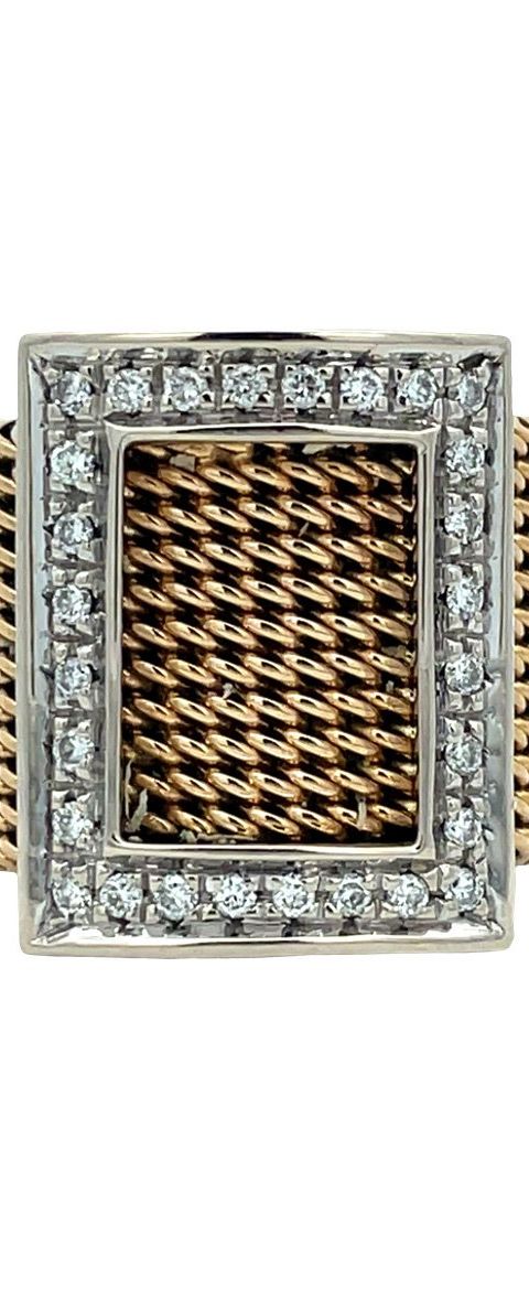 Vintage 18K Two Tone Gold Ring with Diamond